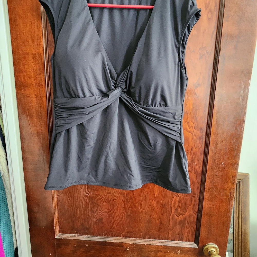 Bleu Rod Beattie Black Twist Front Swim Blouse